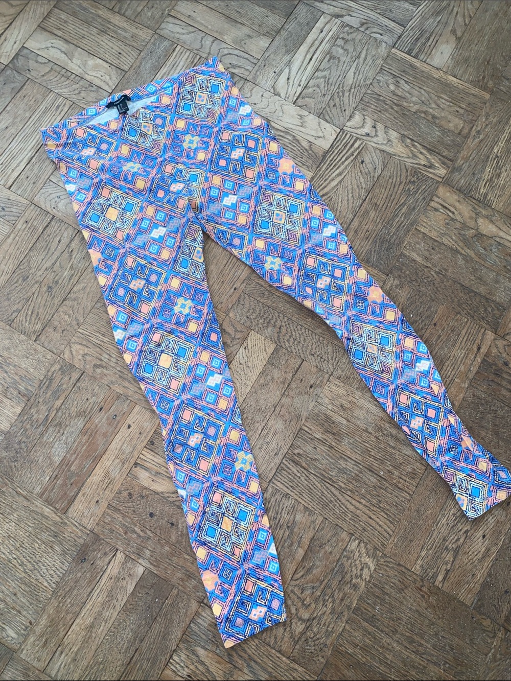 Forever 21 blue printed leggings size large